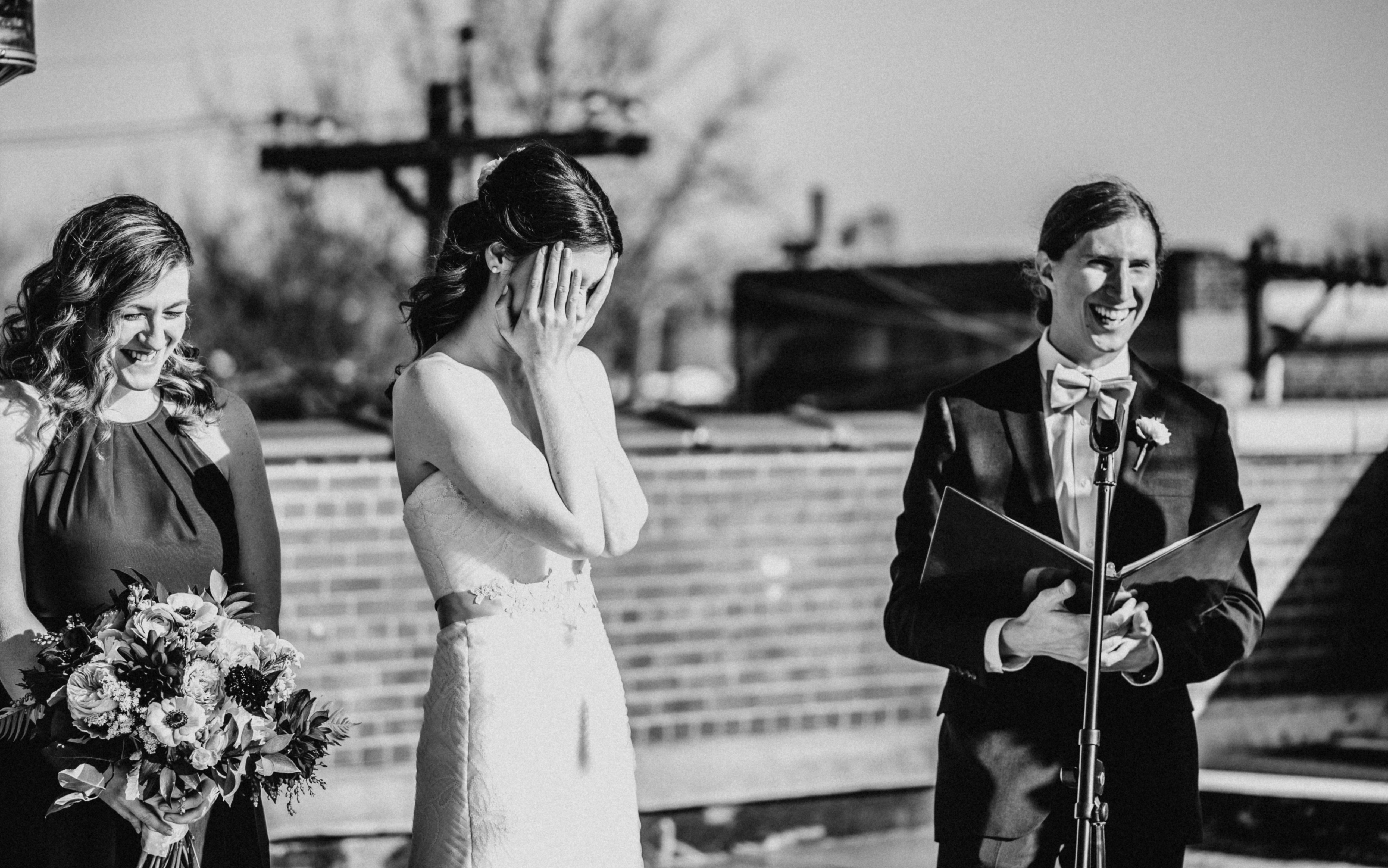 Fun ceremony wedding on rooftop