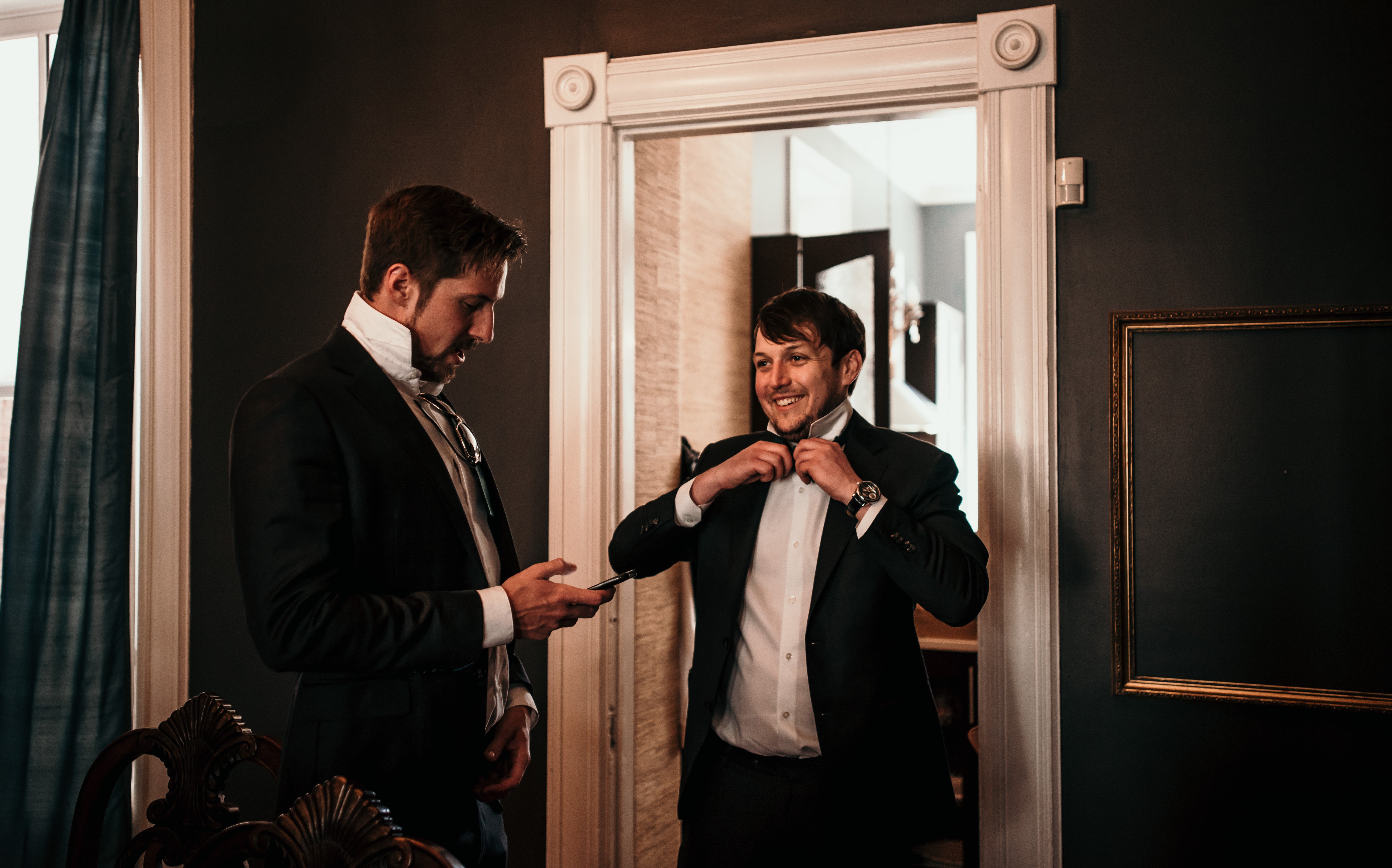 Groom getting ready
